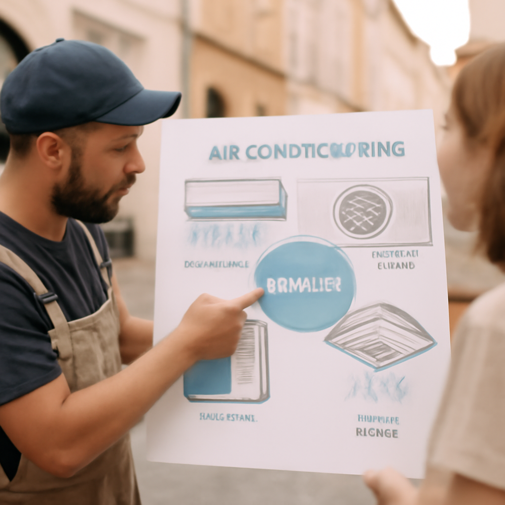 diagram showing types of air conditioning units and their benefits