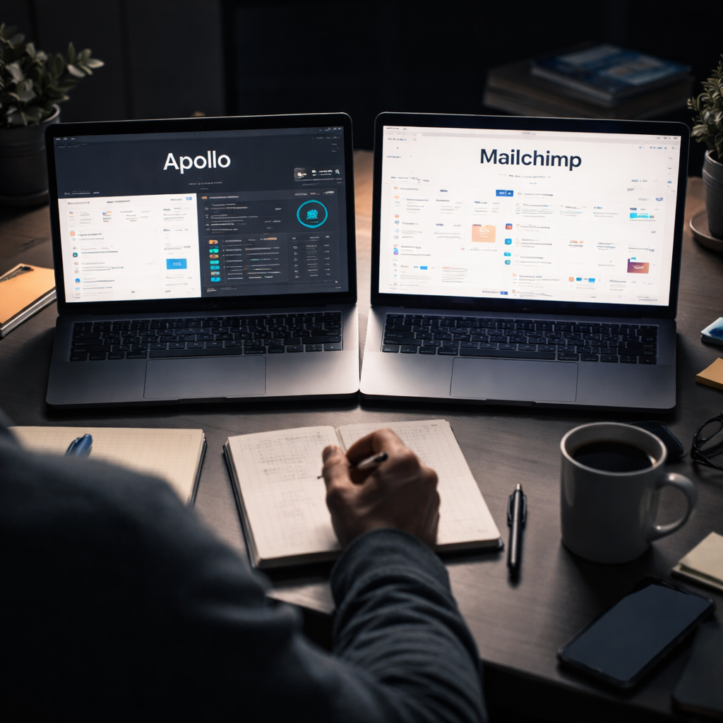 side-by-side comparison of Apollo and Mailchimp features